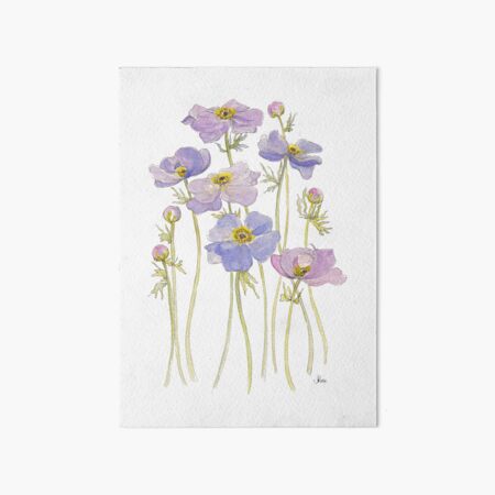 Lilac Anemone Flowers Art Board Print
