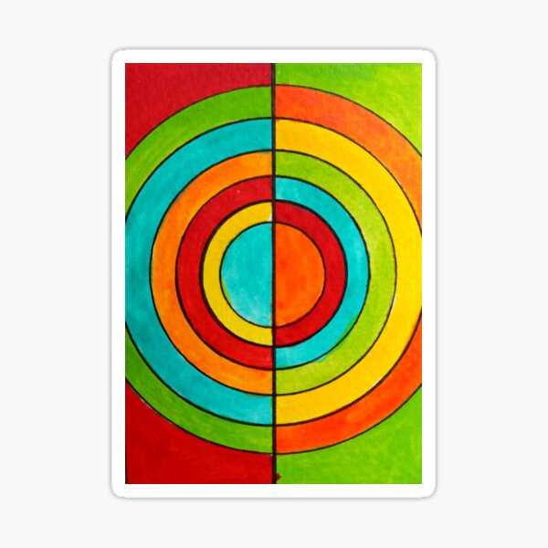 "Retro Op Art Target Geometric Studio27Art" Sticker by Studio27Art