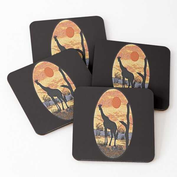 Item preview, Machine embroidery, Embroidered Giraffe Sunset, Stitch crafting, unique embroidered art designed and sold by RudolphBarnard.