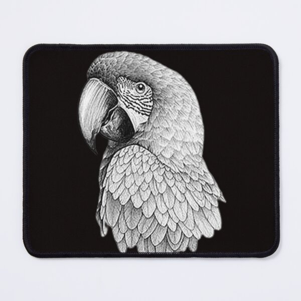Item preview, Machine embroidery, Embroidered Monochrome Parrot, Stitch crafting, unique embroidered art designed and sold by RudolphBarnard.