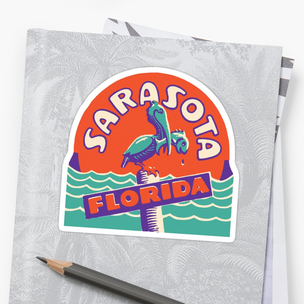 Sarasota Florida Vintage Travel Decal Stickers By Hilda Redbubble