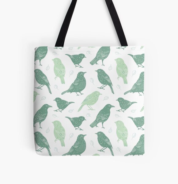 Nature Birds – Green Birds Pattern Design Allover-Print Tote Bag