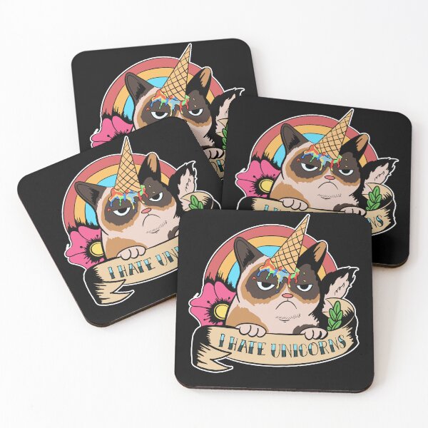 Item preview, Angry Cat "I Hate Unicorns" Funny Cat Ice Cream Unicorn designed and sold by Mesyo.