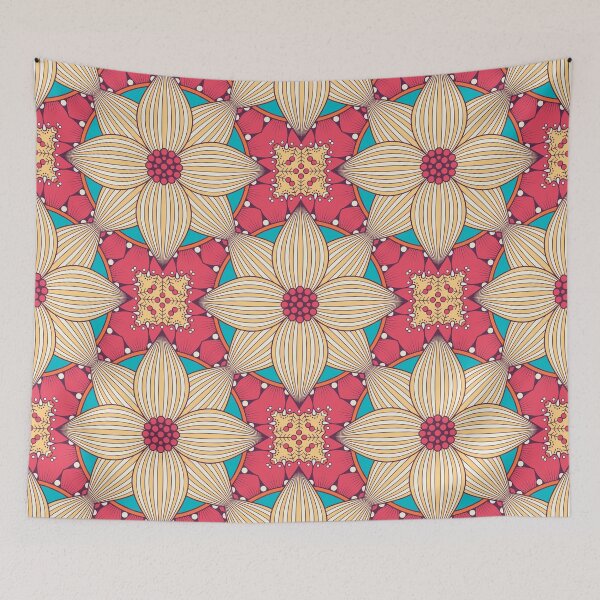 Item preview, Abstract Ethnic Flower Mandala Red Pink Beige  designed and sold by Vic Torys ☆.