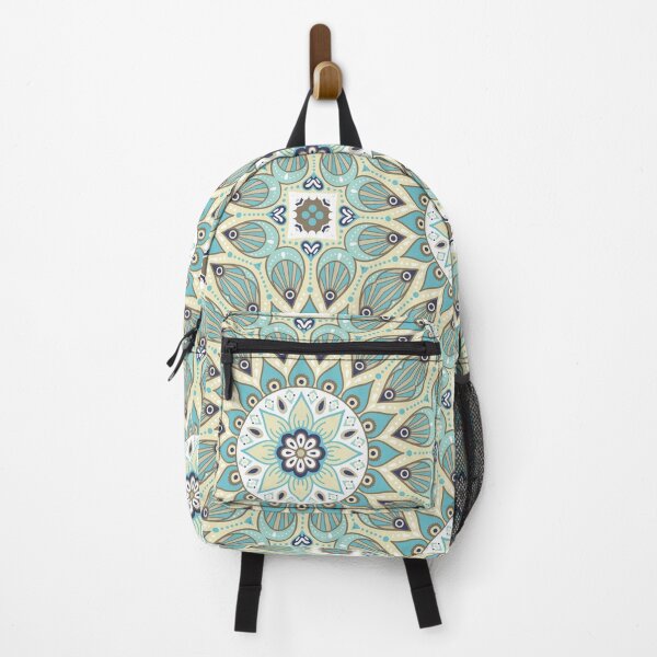 Item preview, Ethnic Flower Mandala Blue Green Beige designed and sold by Vic Torys ☆.