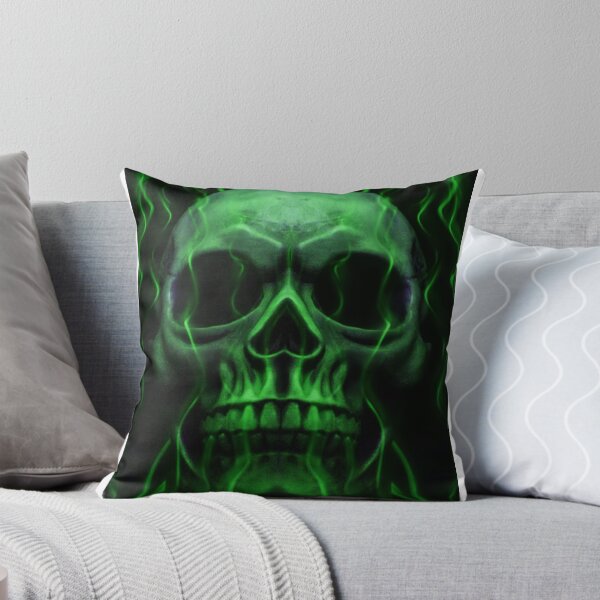 Item preview, Flaming Skull (Green) designed and sold by Joker-laugh.