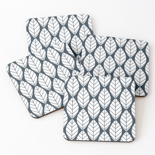 Item preview, Scandinavian monochrome leaves pattern designed and sold by Lubo Lubenov.