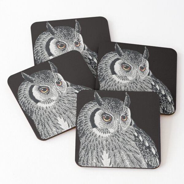 Item preview, Machine embroidery, Exquisitely Embroidered Monochrome Owl with a  Hint of Color, Stitch crafting, unique embroidered art designed and sold by RudolphBarnard.