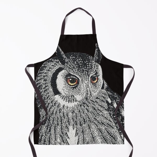 Item preview, Machine embroidery, Exquisitely Embroidered Monochrome Owl with a Hint of Color, Stitch crafting, unique embroidered art designed and sold by RudolphBarnard.