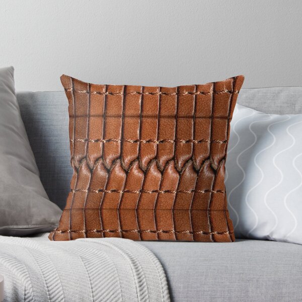 Leather brown Patchwork Vintage skin animal Skin texture pattern Throw Pillow