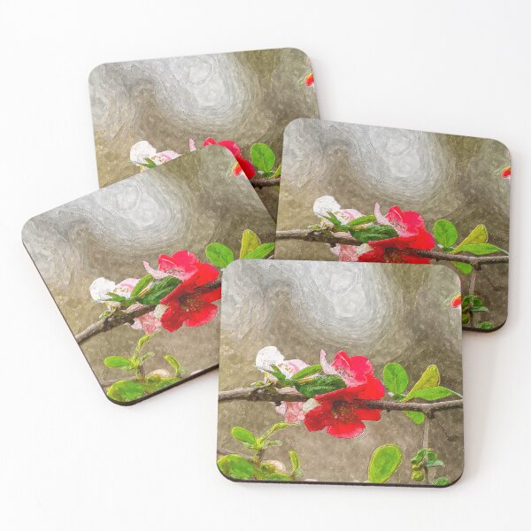 Item preview, Red And Pink Quince Branch Painterly designed and sold by mljdwhite.