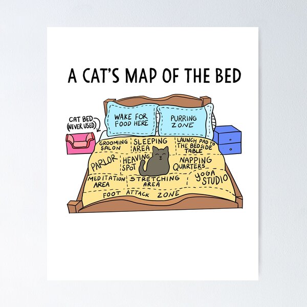 Item preview, Cats Map of the Bed Funny Cat gift for Cat owner designed and sold by Mesyo.