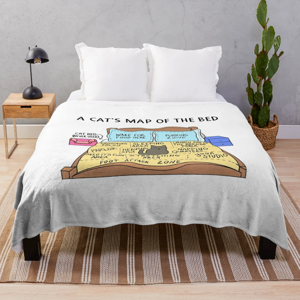 Cats Map of the Bed Funny Cat gift for Cat owner Throw Blanket for Sale by  Mesyo | Redbubble