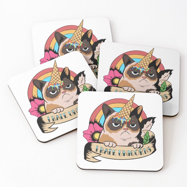Item preview, Angry Cat "I Hate Unicorns" Funny Cat Ice Cream Unicorn designed and sold by Mesyo.