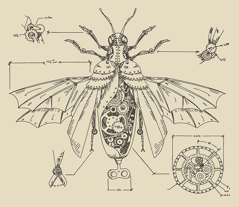 Насекомые в стиле стимпанк рисунок