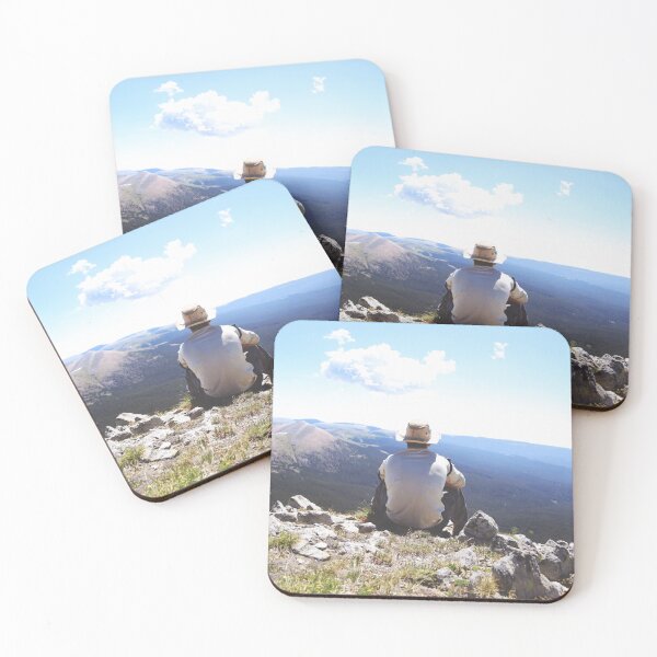 Item preview, Man sitting on Cliff Watching Mountain View  designed and sold by JoyforU.
