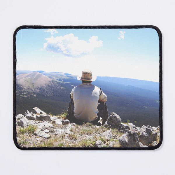 Item preview, Man sitting on Cliff Watching Mountain View designed and sold by JoyforU.