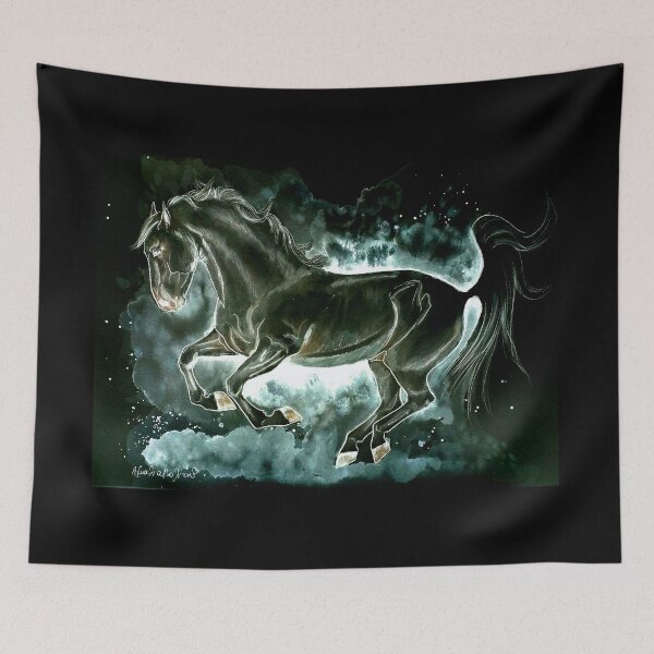 Item preview, Black lipizzaner stallion illustration designed and sold by horseaddicted.