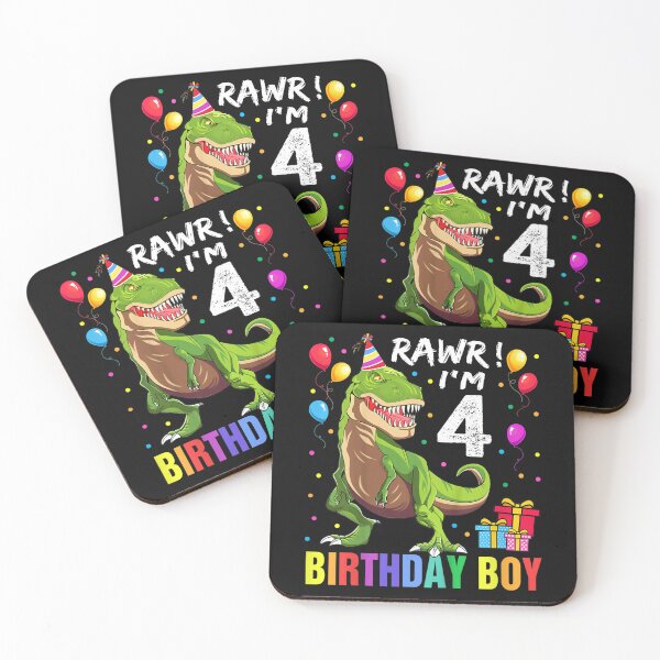Item preview, Kids 4 Year Old 4th Birthday Boy T Rex Dinosaur designed and sold by xeqefyfasa278.