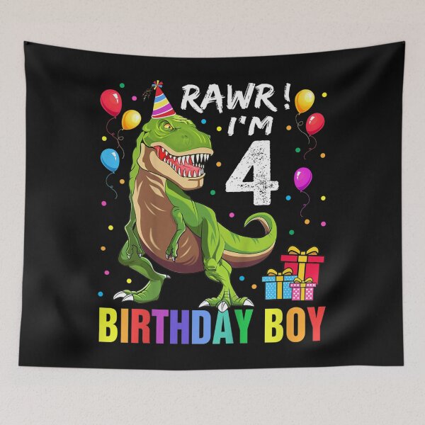 Item preview, Kids 4 Year Old 4th Birthday Boy T Rex Dinosaur designed and sold by xeqefyfasa278.