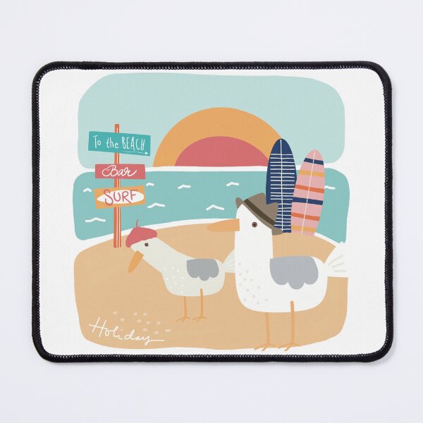 Item preview, The two Seagulls at the beach celebrating their summer holiday by the Sea, holiday memory designed and sold by marina63.