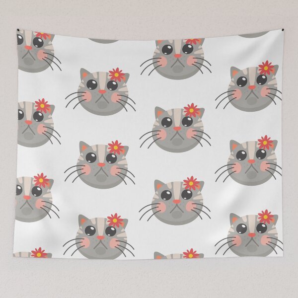 Item preview, Face of a cute kitten with a blue flower for girls or babies sweatshirts, Gift of cats for children. designed and sold by EMIPRINCESS.