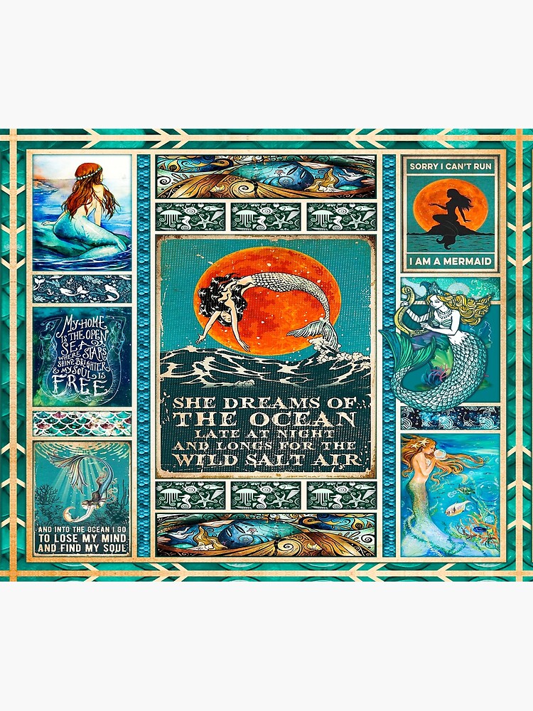 She Dream Of The Ocean Late At Night And Longs For The Wild Salt Air Mermaid Art Poster For 0871