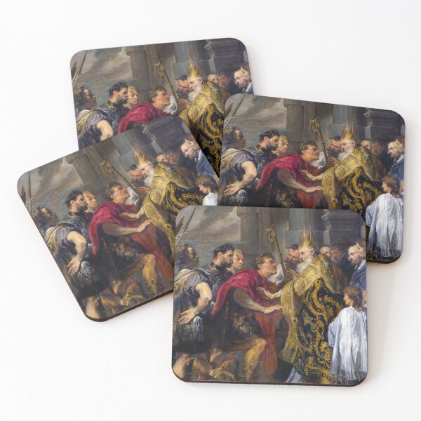 Item preview, St Ambrose barring Theodosius from Milan Cathedral - Antoon Van Dyck Art Prints designed and sold by TheSoulOfArt.