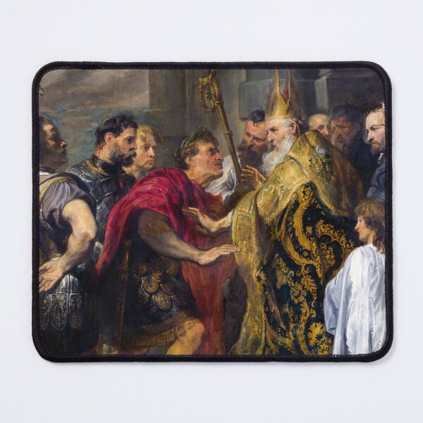 Item preview, St Ambrose barring Theodosius from Milan Cathedral - Antoon Van Dyck Art Prints designed and sold by TheSoulOfArt.