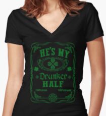 HE'S MY DRUNKER HALF Women's Fitted V-Neck T-Shirt