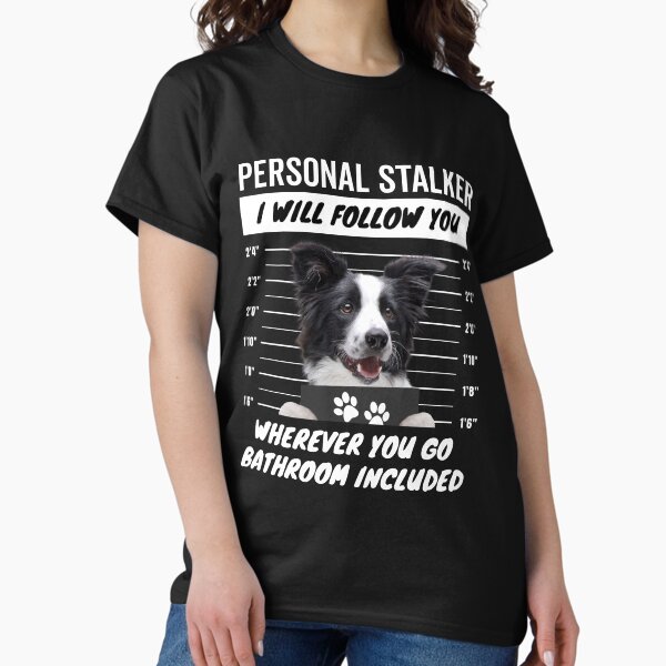 Vista previa del artículo con la obra «Perro acosador personal: Border Collie blanco y negro», diseñado y vendido por More Cute Dogs.