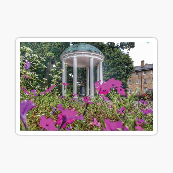 Old Well surrounded by purple flowers Sticker