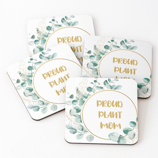 Item preview, Proud plant mom aesthetic gold typography with spring green leaves detail designed and sold by Deegital18.