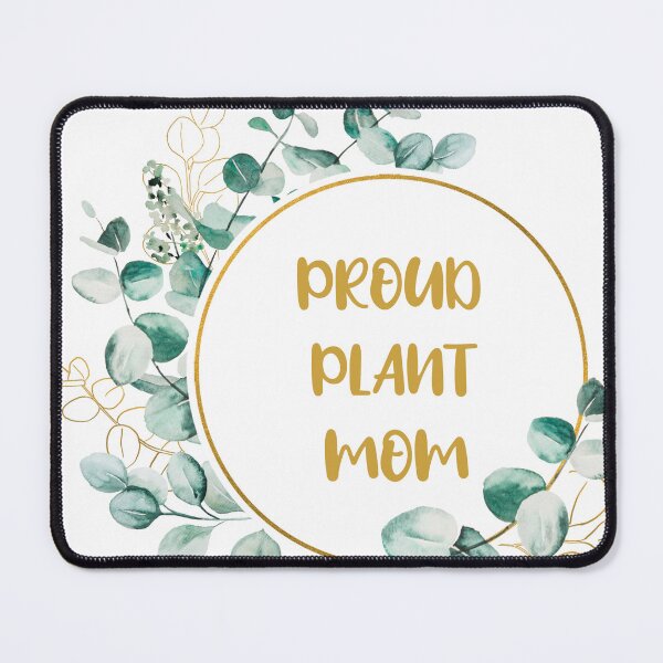 Item preview, Proud plant mom aesthetic gold typography with spring green leaves detail designed and sold by Deegital18.