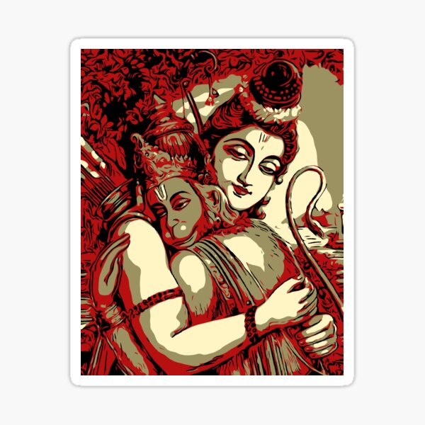 Hanuman Embracing Rama Sticker