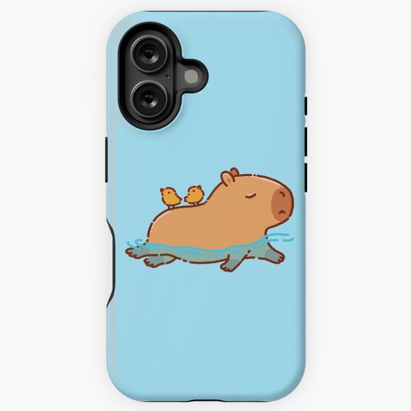 Item preview, Capybara swimming with two birds on his back designed and sold by manydoodles.