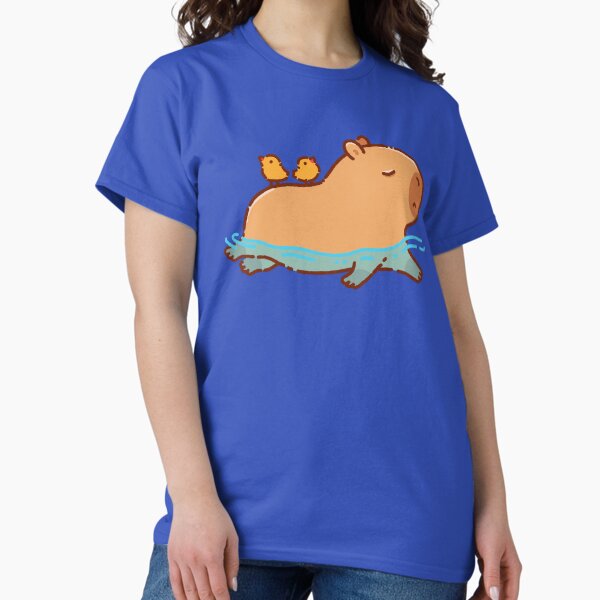 Artikel-Vorschau von Wasserschwein schwimmt mit zwei Vögeln auf seinem Rücken, designt und verkauft von manydoodles.