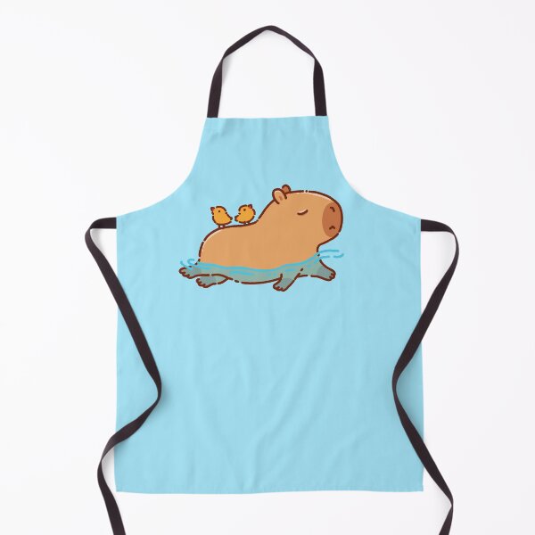 Item preview, Capybara swimming with two birds on his back designed and sold by manydoodles.