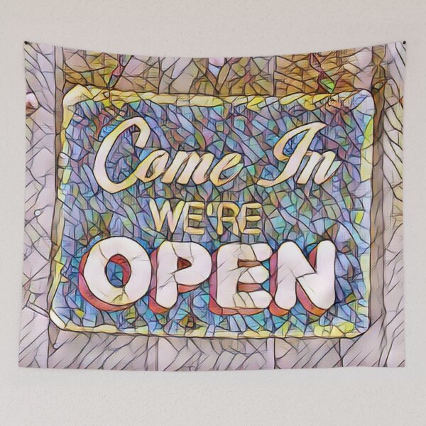 Item preview, Mosaic Come In We're Open Sign Altered Photo designed and sold by Happy-Trails.