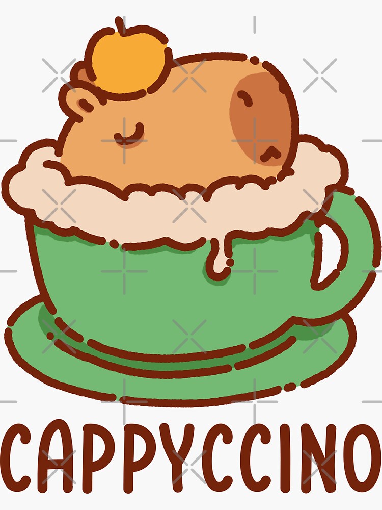 Capybara with a leaf, eat your greens! Sticker for Sale by manydoodles