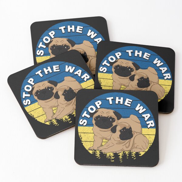 Item preview, Stop the war Ukrainian flag retro sunset dog face artistic design  designed and sold by SamRVstore.