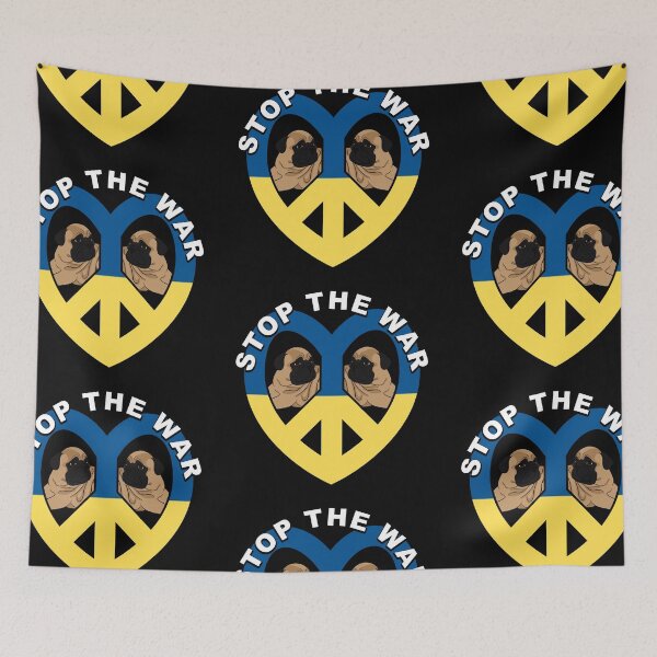 Item preview, Stop the war Ukrainian flag retro sunset dog face artistic design 3 designed and sold by SamRVstore.