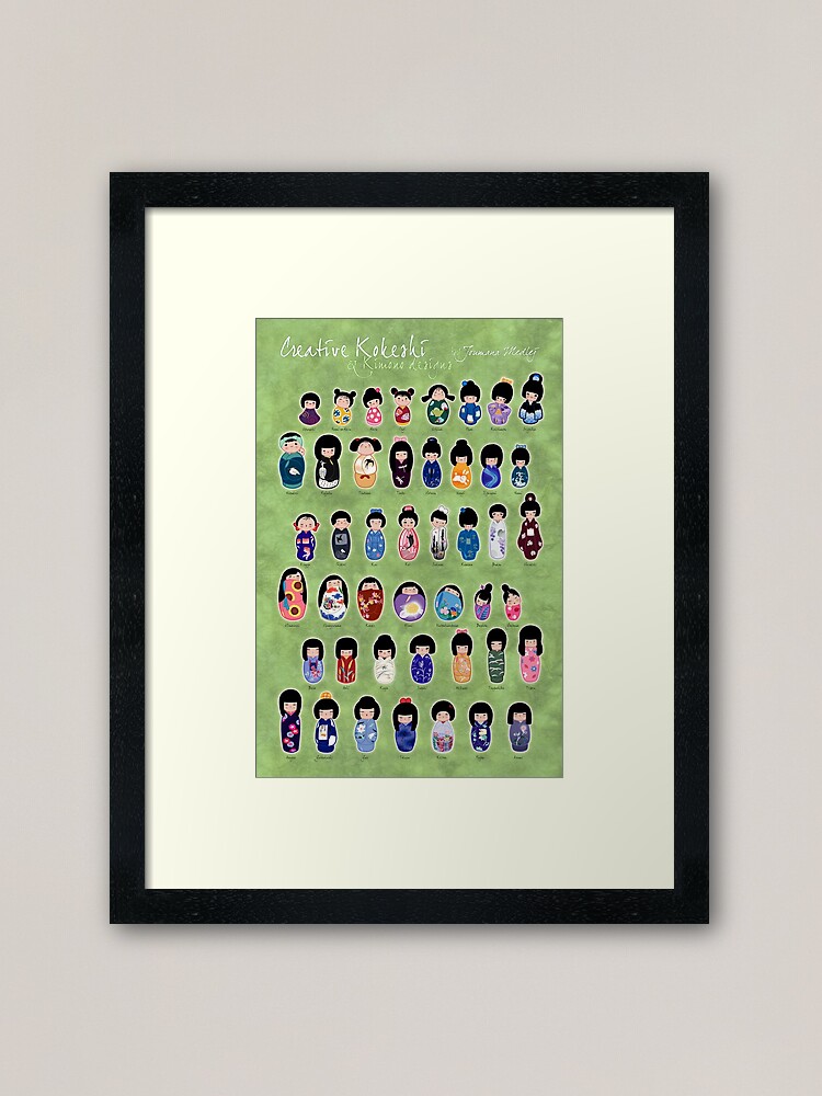 Thumbnail 1 of 7, Framed Art Print, Creative Kokeshi, English version designed and sold by Cedarseed.