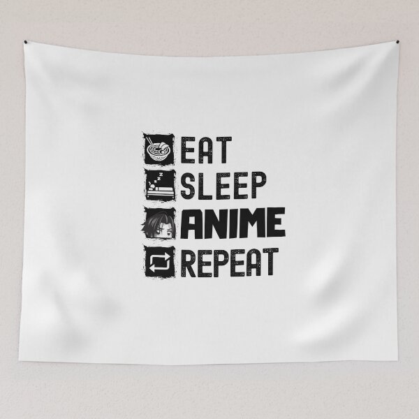 Item preview, Eat Sleep Anime Repeat Funny Quotes Gift For Men Women Anime Lovers designed and sold by JooArtPrints  ★★★★★.