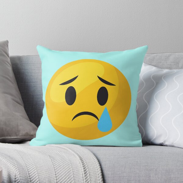 Crying Emoji, Sad Emoji Throw Pillow