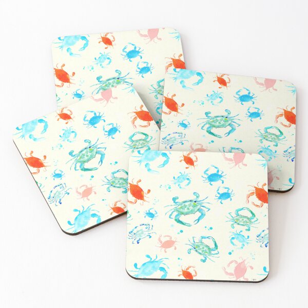 Item preview, Colorful Crabs, Sea Glass, Bright, Coastal Crab Pattern designed and sold by Melissa  MacMichael Art + Design.