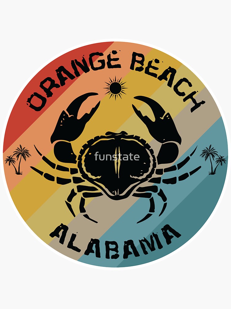 "Orange Beach Alabama Crab Art" Sticker by funstate Redbubble