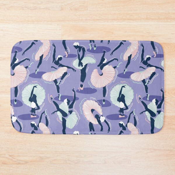 Item preview, Dancing ballerina flowers // lilac background midnight blue seaglass green and cotton candy pink ballet dancers designed and sold by SelmaCardoso.