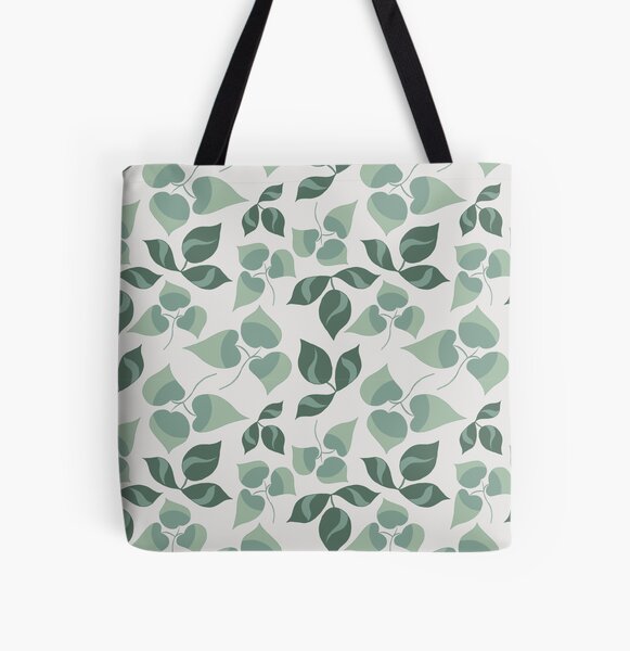 Wild Green Leaves All Over Print Tote Bag