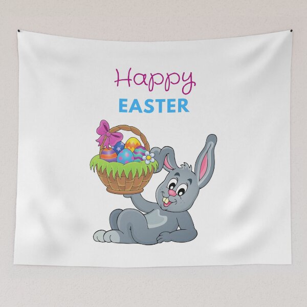 Item preview, Easter egg basket Happy Bunny Happy Easter designed and sold by Hasthiart.